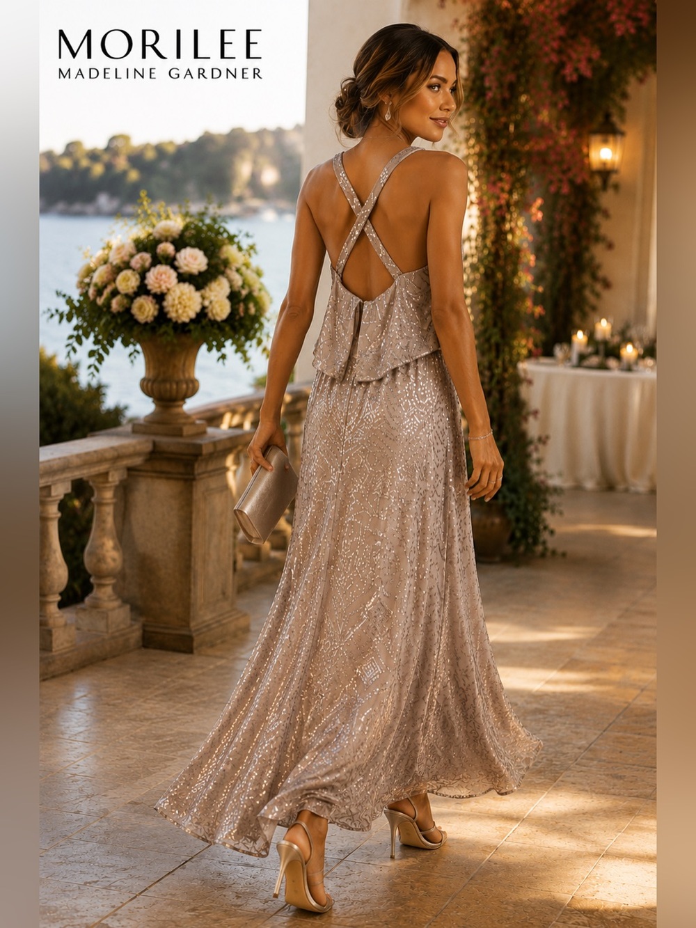 Mori Lee Madeline Gardner ANGELINA FACCENDA Corset Convertible Strap Gown Size L